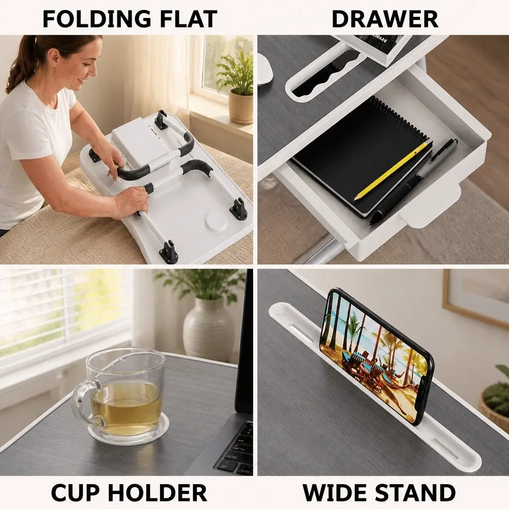 Laptop Bed Desk Foldable Portable Table Study Writing Home Office Kids Adults