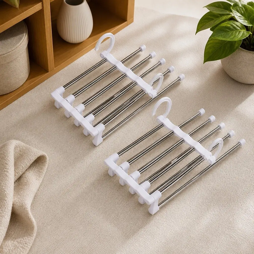 Stainless Steel Adjustable Pants Hangers for Closet Organization 2 Pack