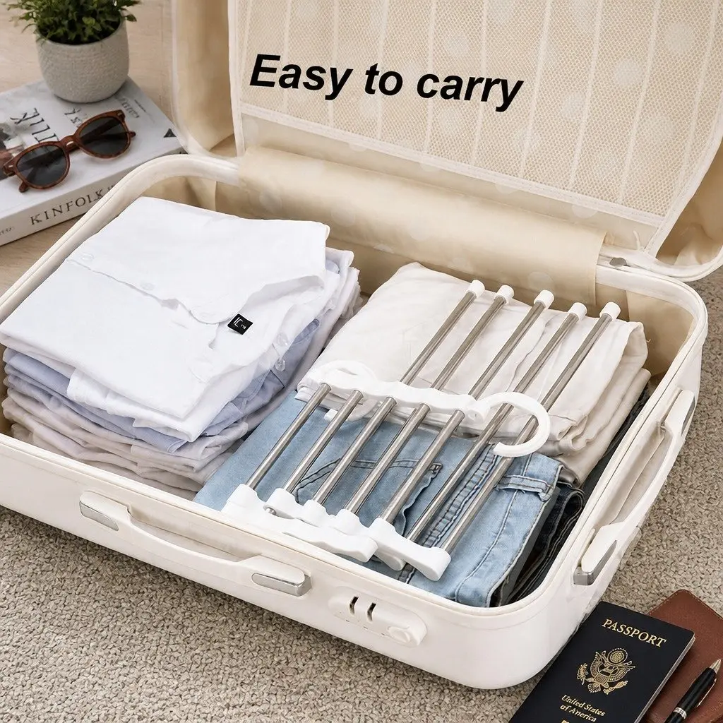 Stainless Steel Adjustable Pants Hangers for Closet Organization 2 Pack