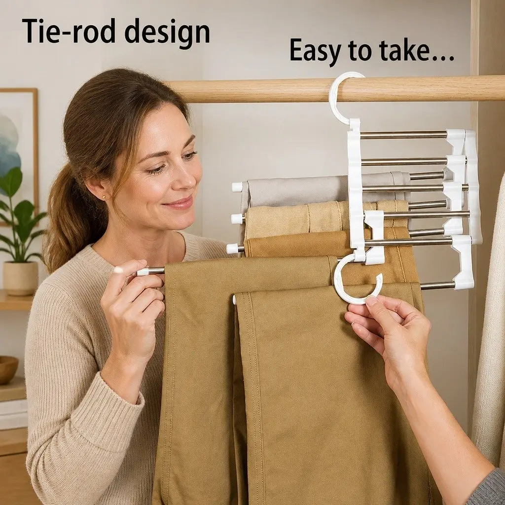 Stainless Steel Adjustable Pants Hangers for Closet Organization 2 Pack