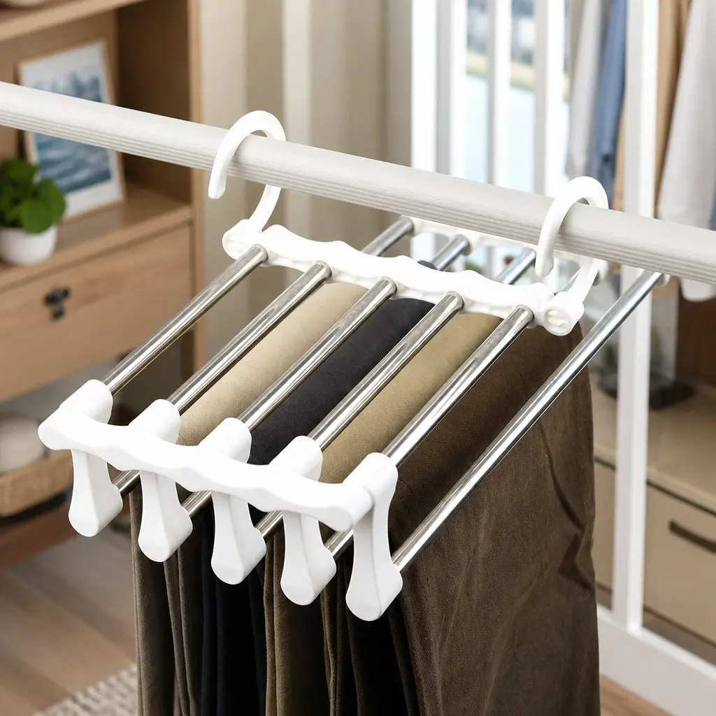 Stainless Steel Adjustable Pants Hangers for Closet Organization 2 Pack