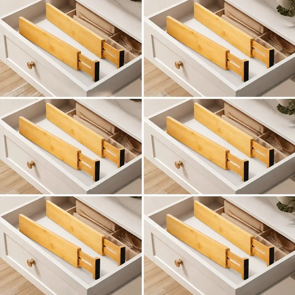 Adjustable Bamboo Drawer Dividers 12 Pack