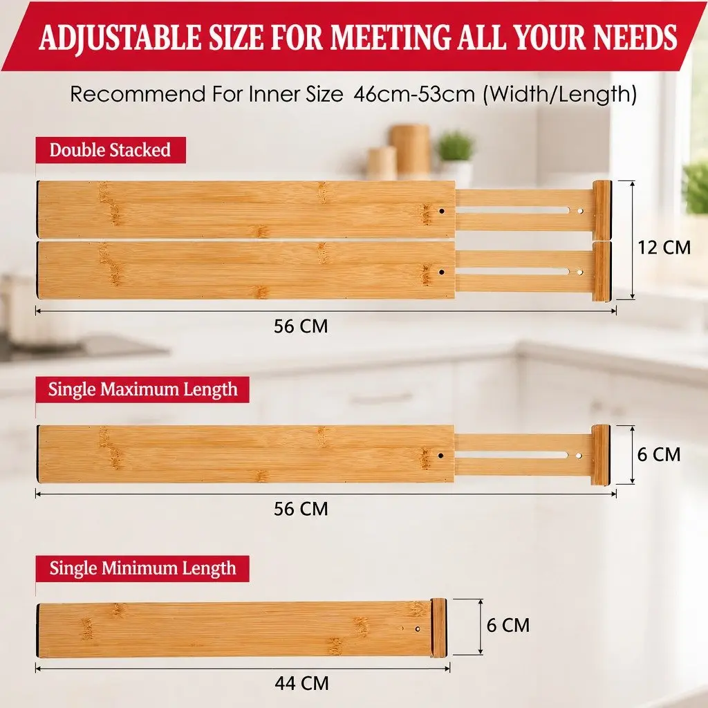 Adjustable Bamboo Drawer Dividers 12 Pack