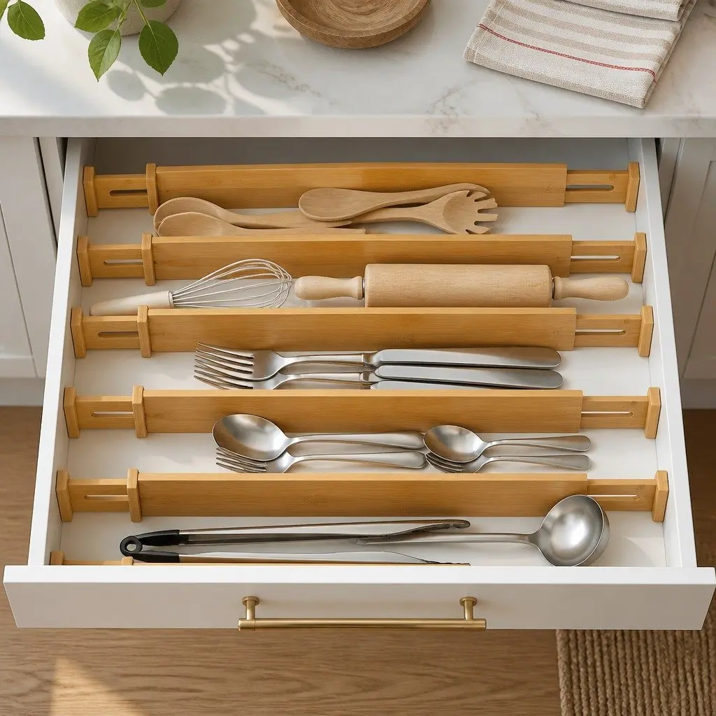 Adjustable Bamboo Drawer Dividers 12 Pack