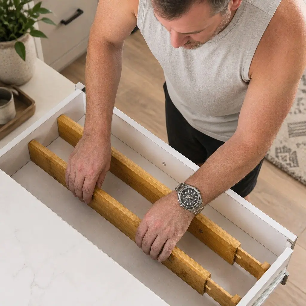 Adjustable Bamboo Drawer Dividers 12 Pack