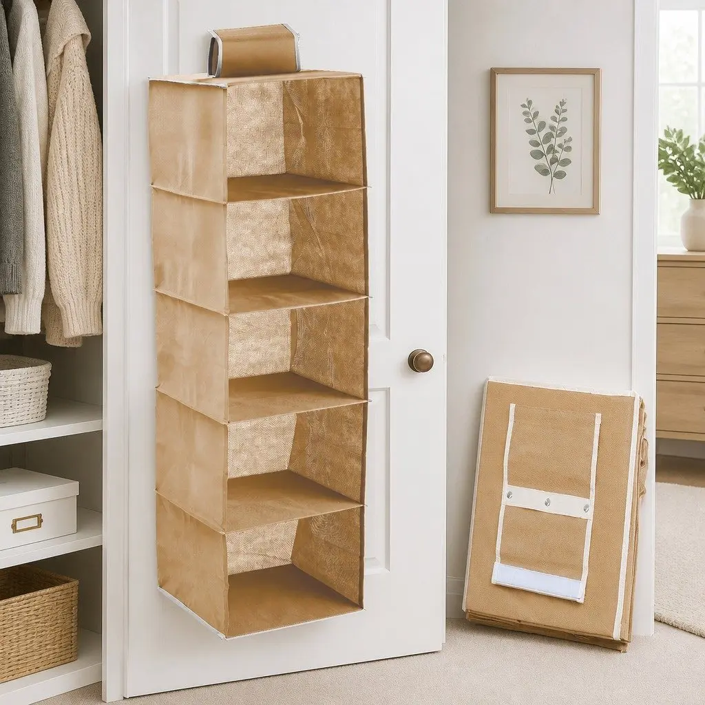 Hanging Closet Organizer for Clothes 5-Tier Shelf Storage Foldable