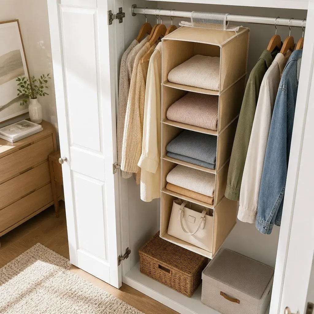 Hanging Closet Organizer for Clothes 5-Tier Shelf Storage Foldable
