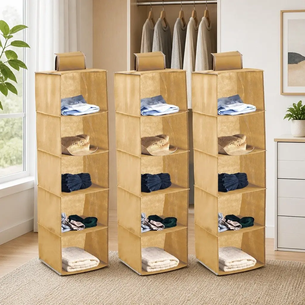 5-Tier Hanging Closet Organizer for Bedroom 3 Pack