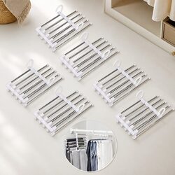6 Adjustable Stainless Steel Pants Hangers with Non-Slip Grip