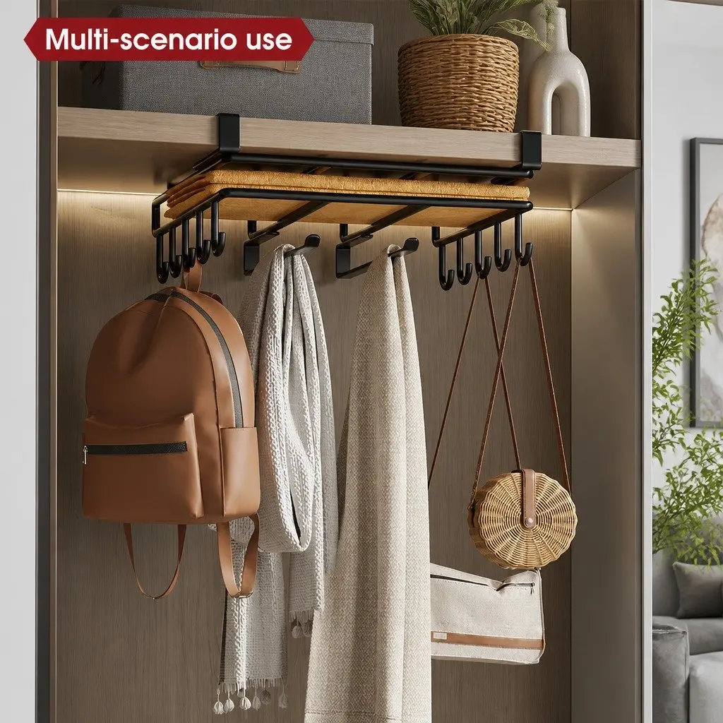 Under Cabinet Organizer Kitchen Storage Multifunctional Cutting Board Holder with Hooks