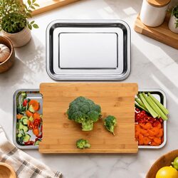Bamboo Chopping Board with Trays - 42x30x3 cm