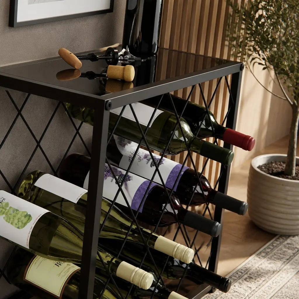 Metal Wine Rack Freestanding 25 Bottle Capacity Tabletop Storage Organiser