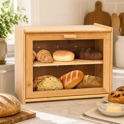 Double Layer Bamboo Bread Box - Dimensions 17x40x31 cm