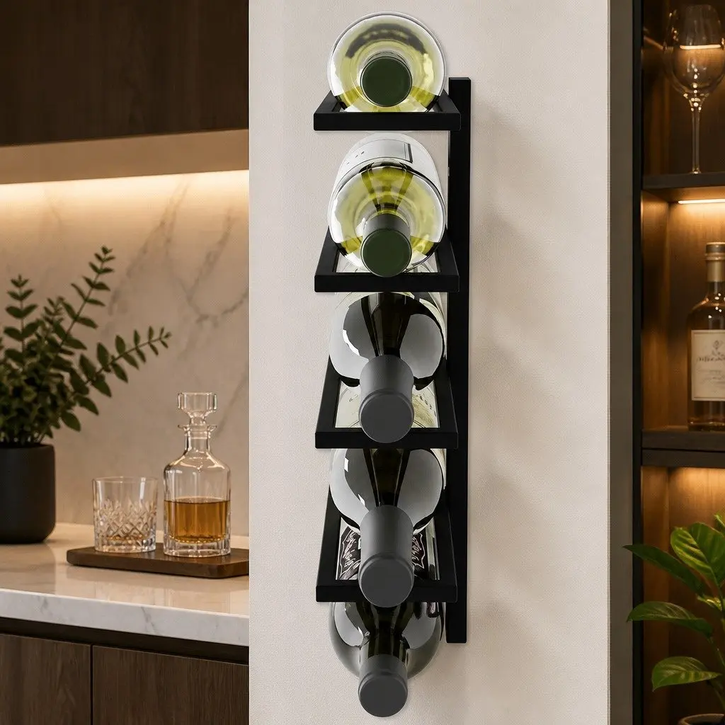 Metal Wall Mount Wine Rack Holder 10 Bottle Storage Display Kitchen Home Bar