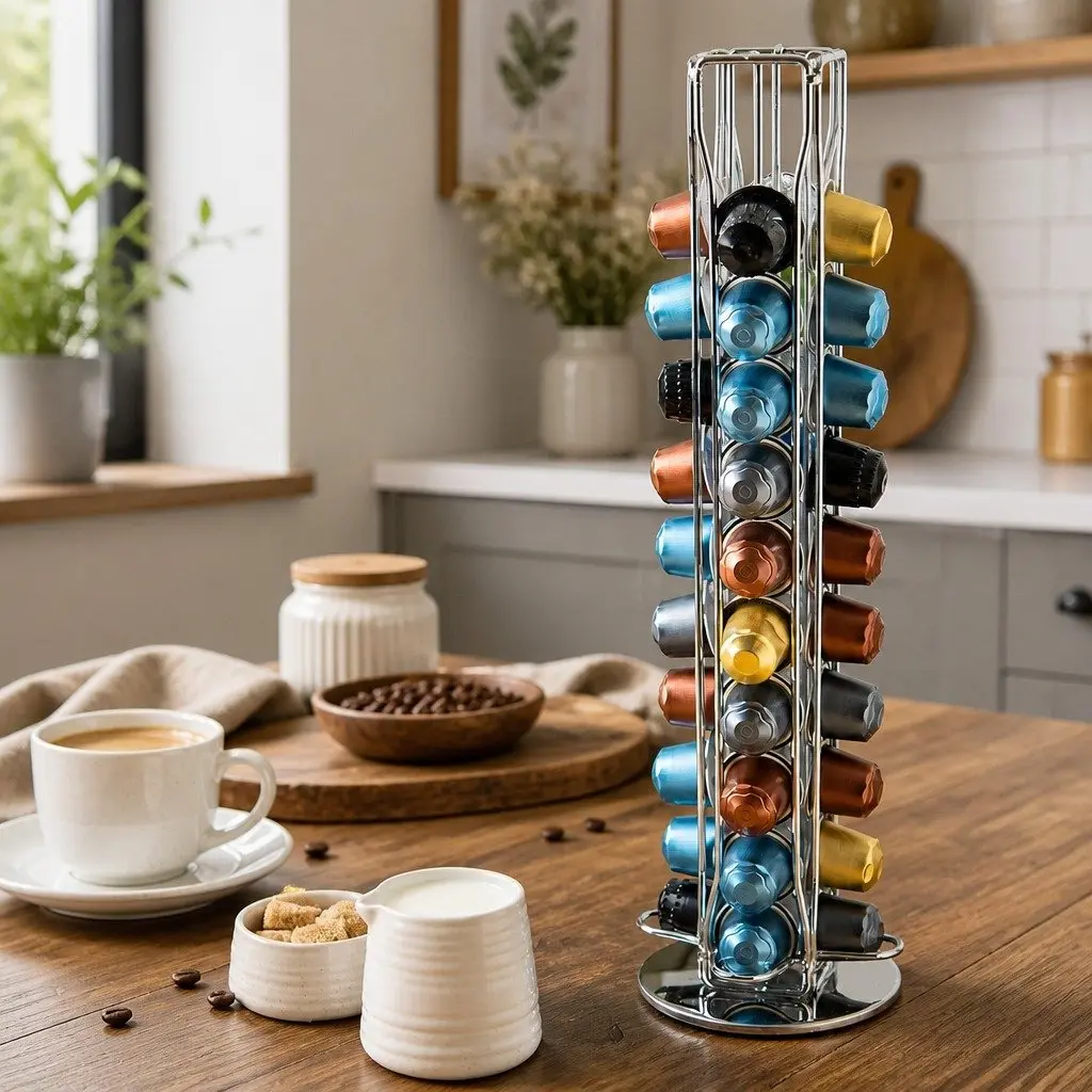 Coffee Pods Holder Carousel Storage Organiser Kitchen 40 Capacity