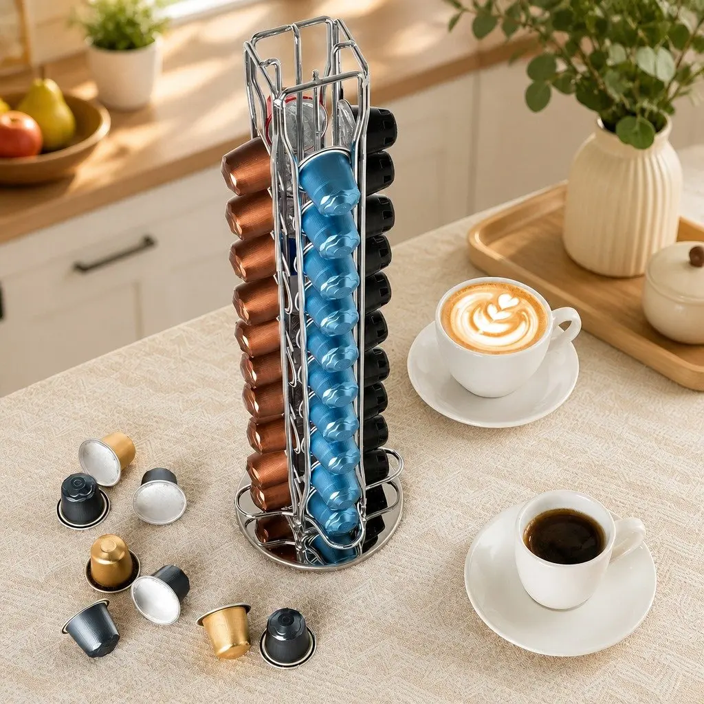 Coffee Pods Holder Carousel Storage Organiser Kitchen 40 Capacity