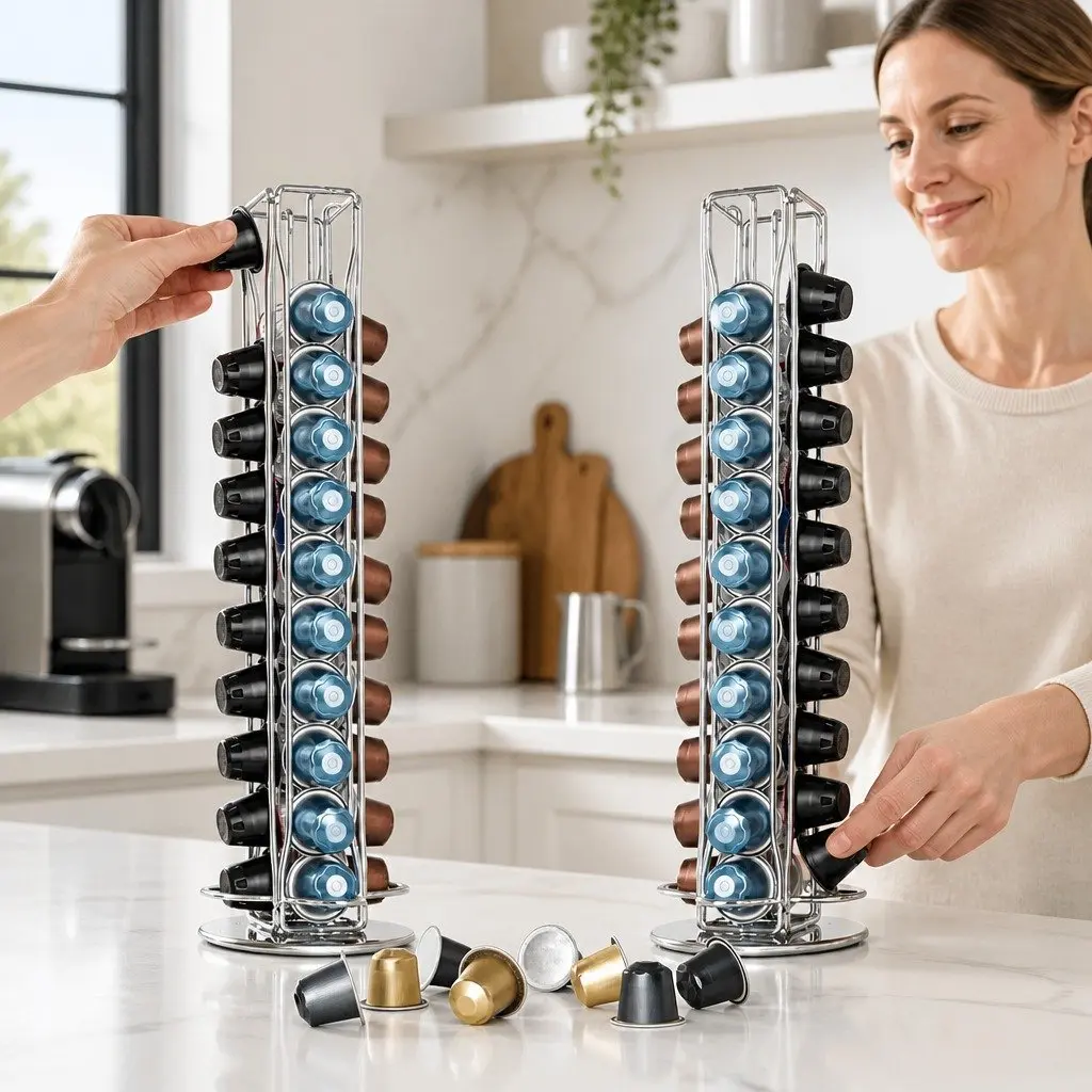 Coffee Pods Holder Carousel Storage Organiser Kitchen 40 Capacity