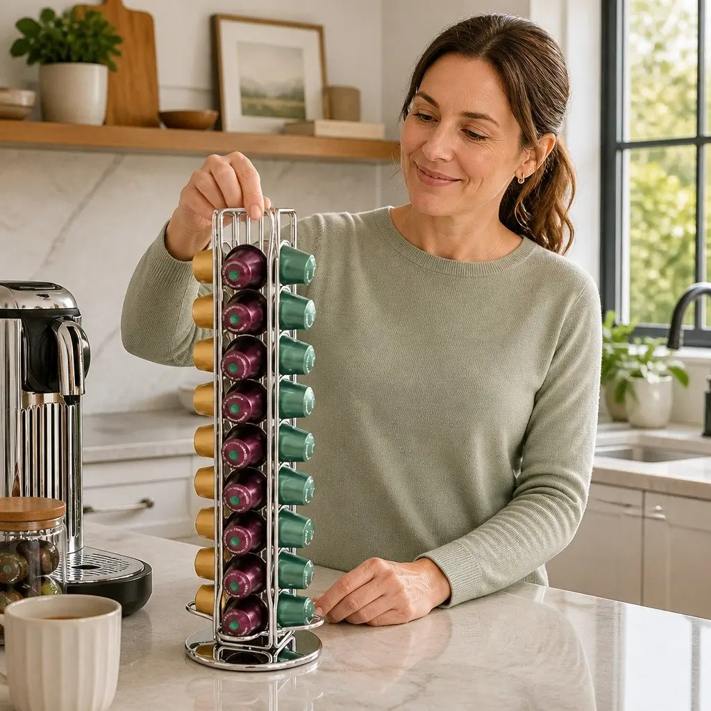 Coffee Pods Holder Carousel Storage Organiser Kitchen 40 Capacity