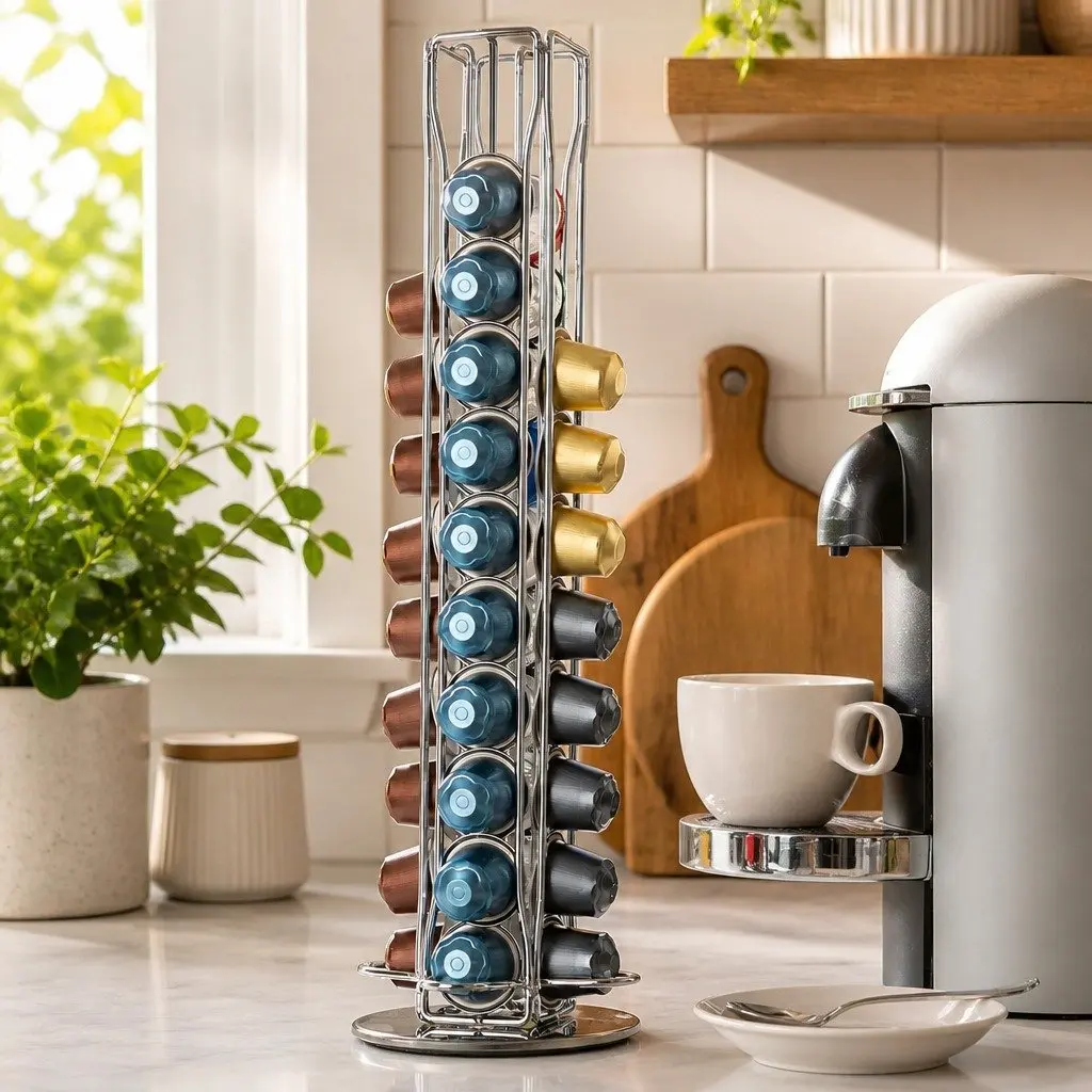 Coffee Pods Holder Carousel Storage Organiser Kitchen 40 Capacity