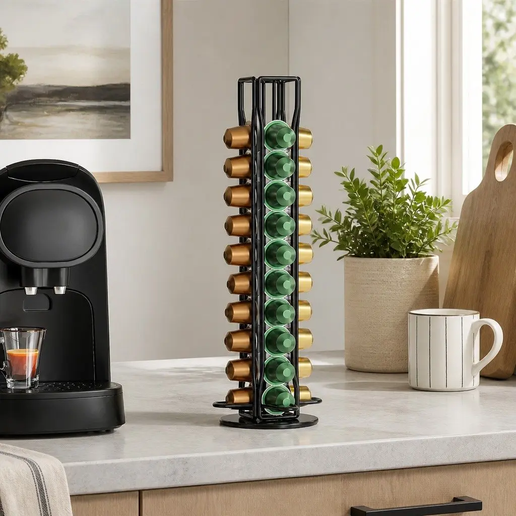 Coffee Pods Holder Storage Rotating Organiser 40 Capsule Capacity Kitchen