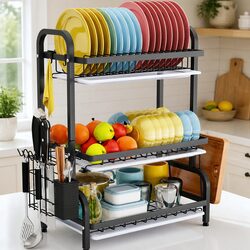 Dish Drying Rack 3 Tier Large Capacity Kitchen Storage Utensil Cutting Board