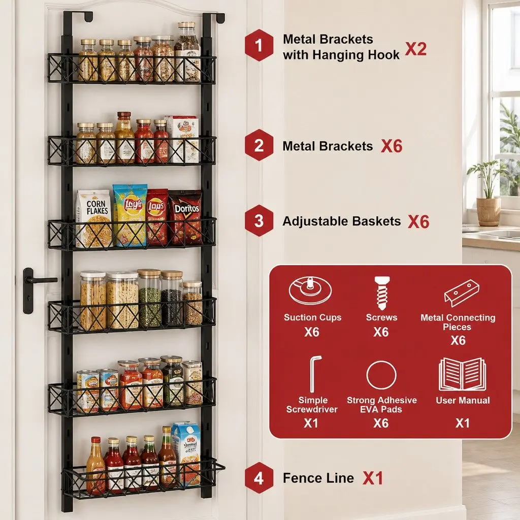 6 Tier Over Door Pantry Organiser