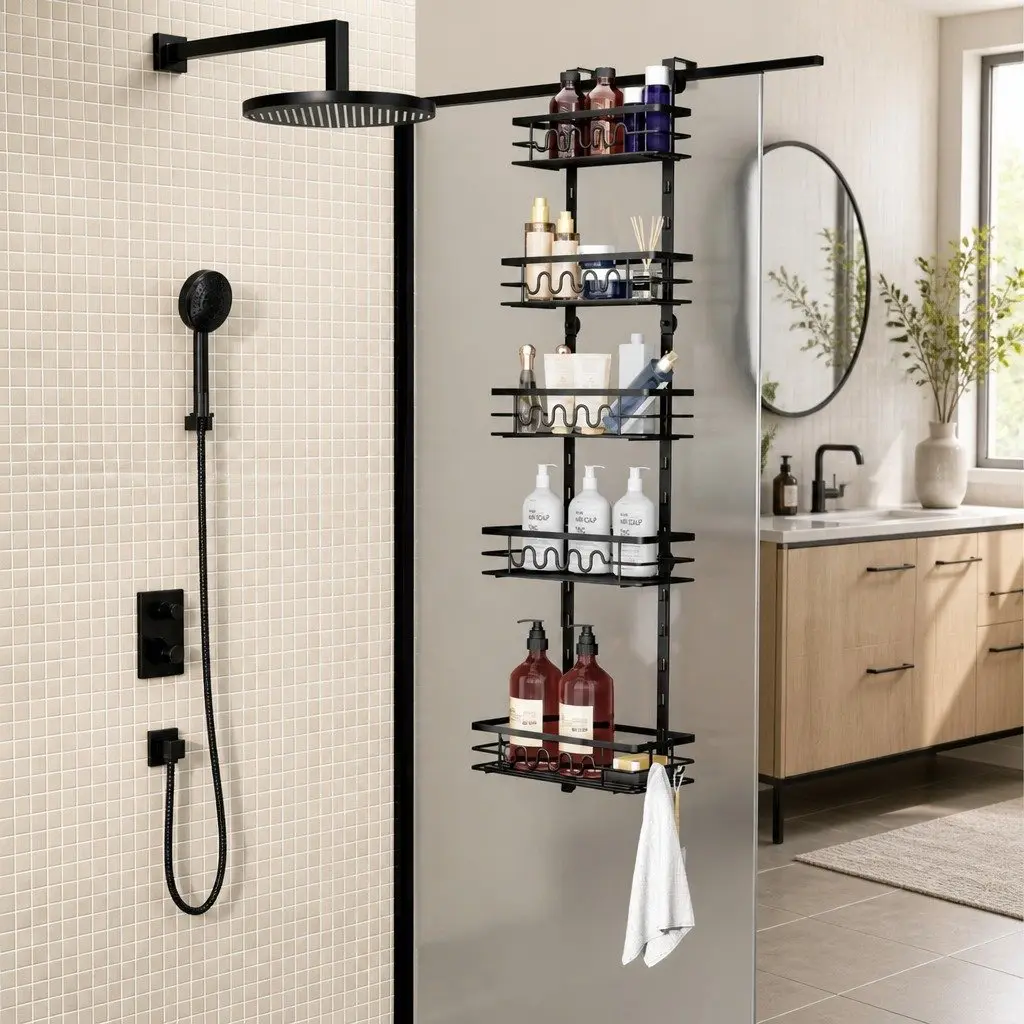 Over Door Pantry Organiser 4 Tier Adjustable Metal Baskets Kitchen Storage Rack