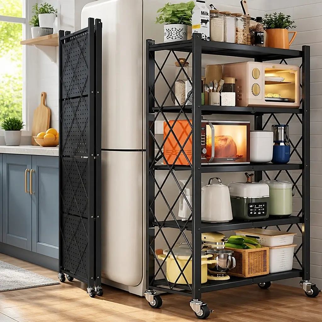 5-Tier Foldable Storage Shelf for Kitchen Garage Pantry Size 31 x 158 x 71 cm