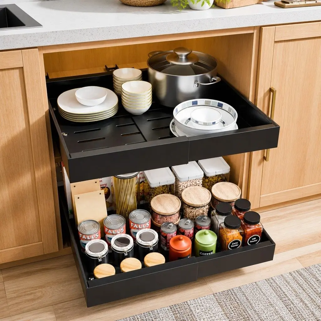 Pull Out Cabinet Organizer with Steel Frame