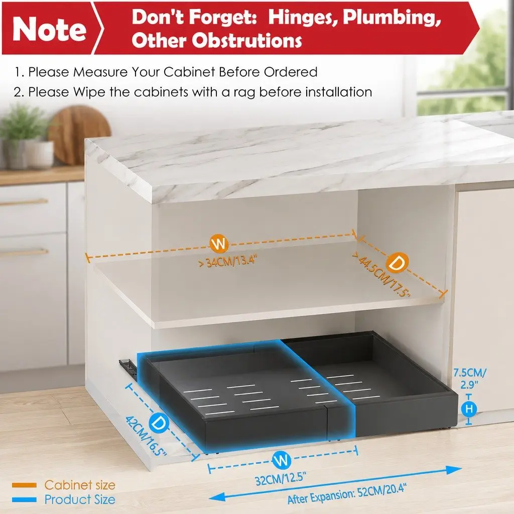Pull Out Cabinet Organizer with Steel Frame