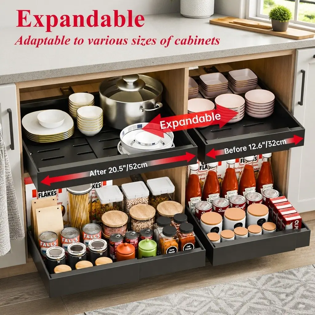 Pull Out Cabinet Organizer with Steel Frame