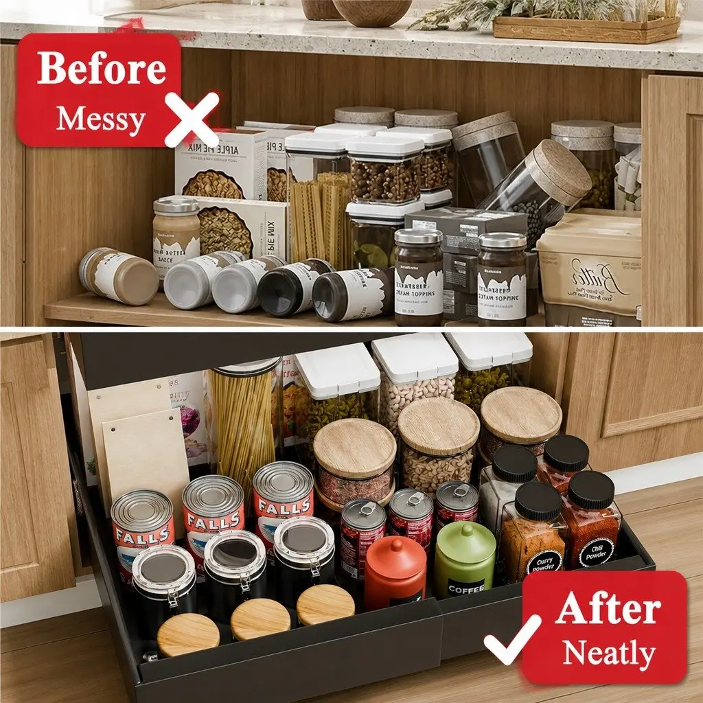 Pull Out Cabinet Organizer with Steel Frame