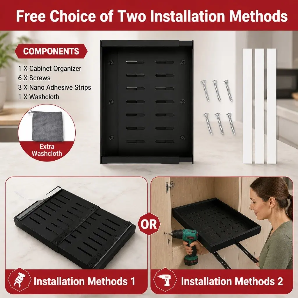 Pull Out Cabinet Organizer with Steel Frame