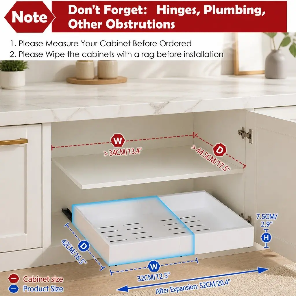 Pull Out Cabinet Organizer for Kitchen Cabinets Pantry Adjustable Slide Out Shelves White