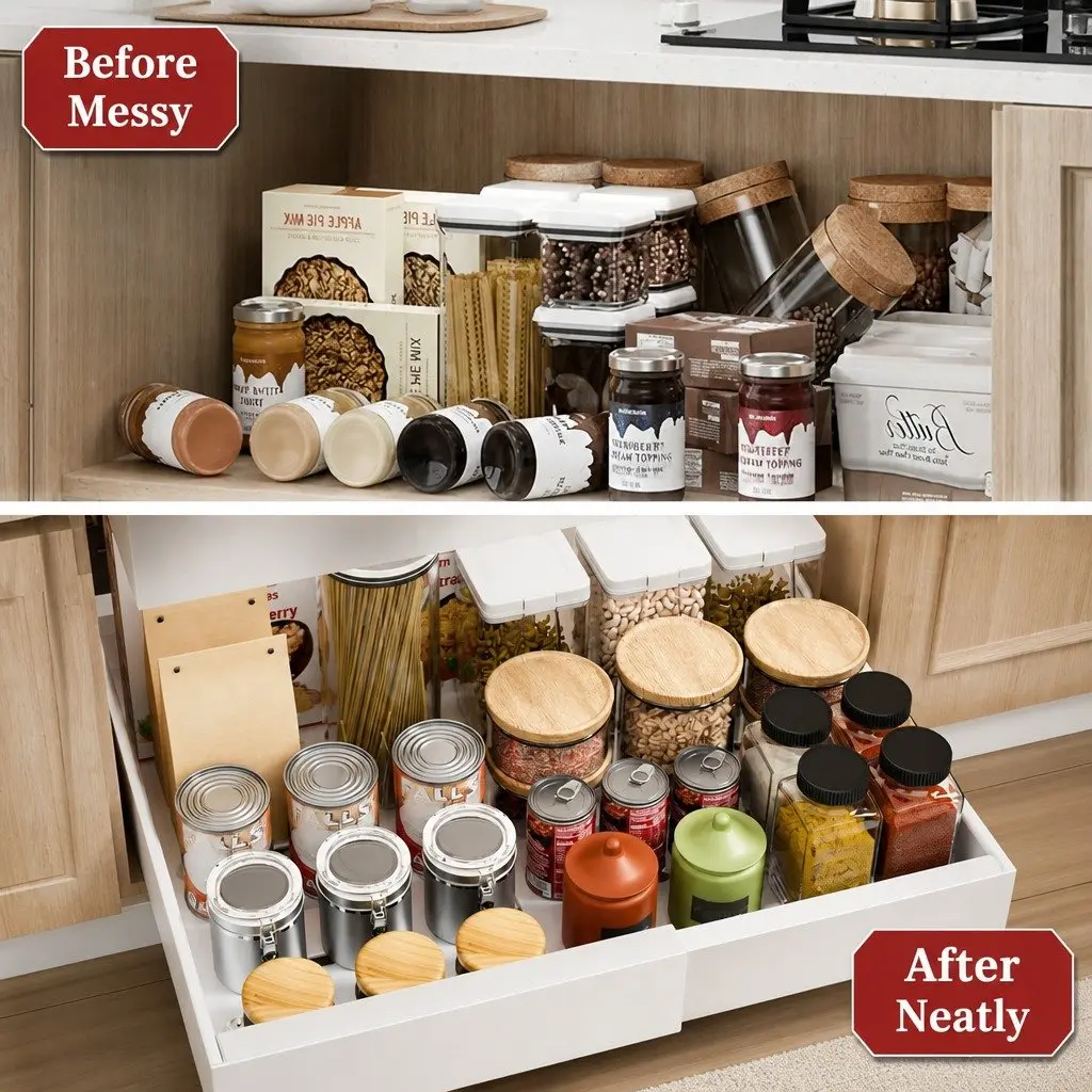 Pull Out Cabinet Organizer for Kitchen Cabinets Pantry Adjustable Slide Out Shelves White