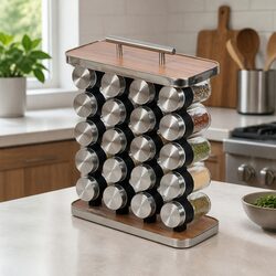 Spice Rack Organizer 20-Jar Kitchen Storage Countertop Cabinet Solution