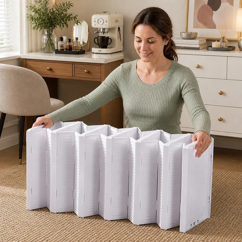 3-Tier Stackable Shoe Storage Box Organizer with Clear Door for Closet Entryway