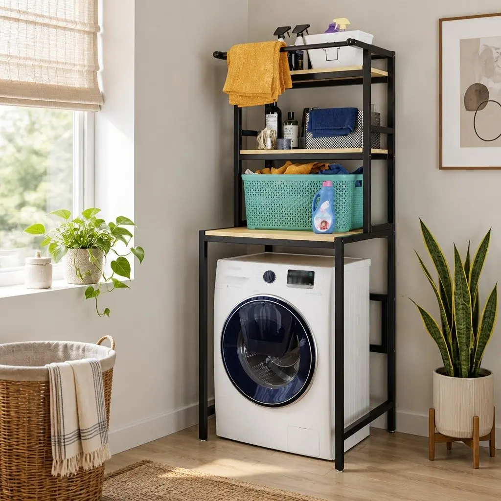 3-Tier Over Washing Machine Storage Rack Laundry Shelf Organizer Bathroom Toilet