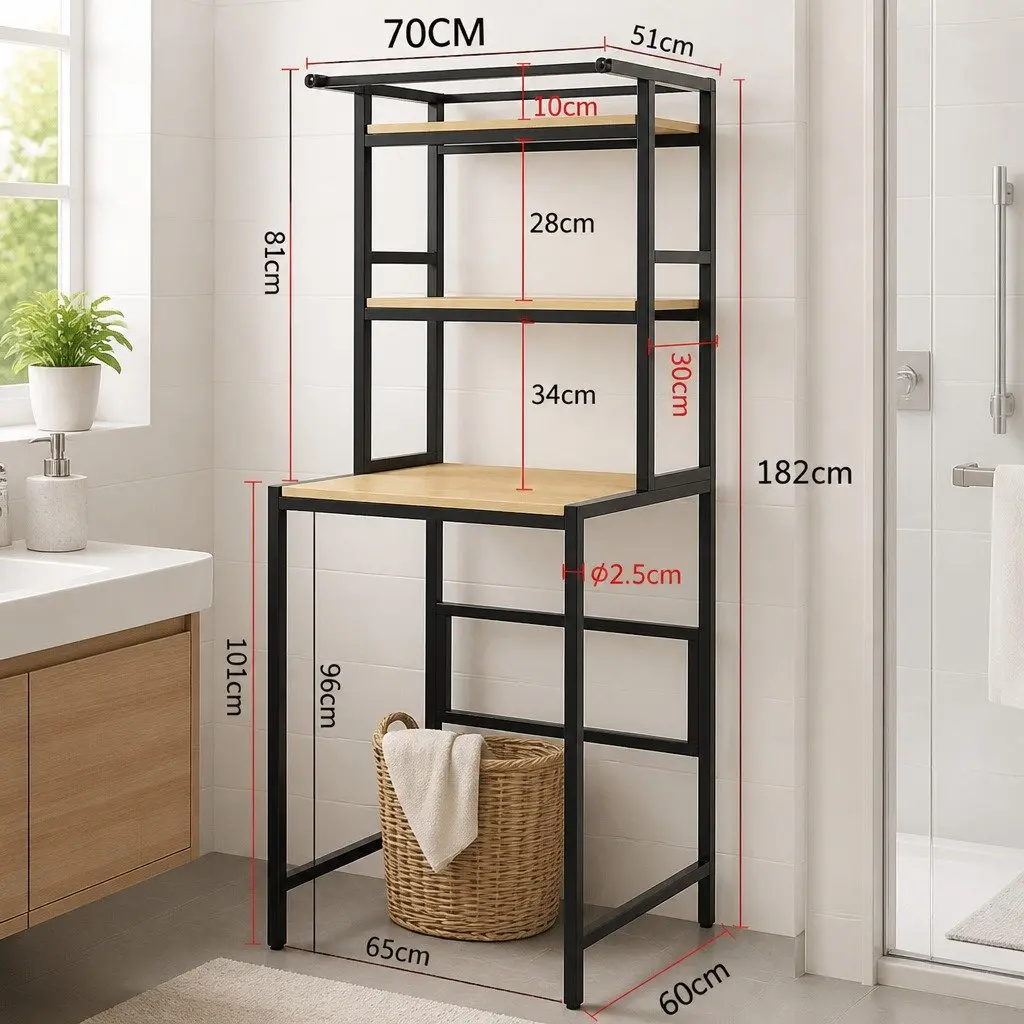 3-Tier Over Washing Machine Storage Rack Laundry Shelf Organizer Bathroom Toilet