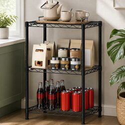 3-Tier Adjustable Metal Storage Shelves - 45cm W x 40cm D x 103cm H