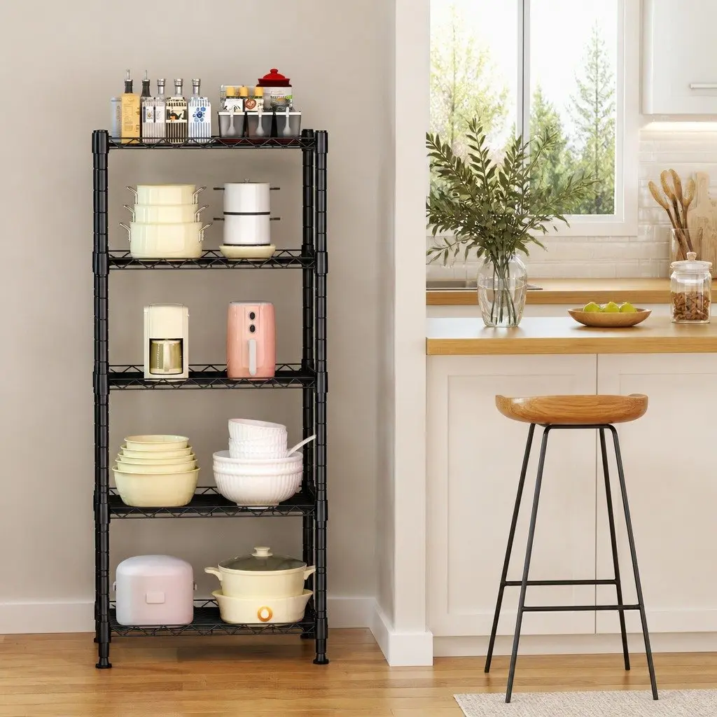 Metal Storage Shelves 4-Tier Wire Rack Organizer Kitchen Pantry Bathroom Laundry Room 60 cm W x 40 cm D x 140 cm H