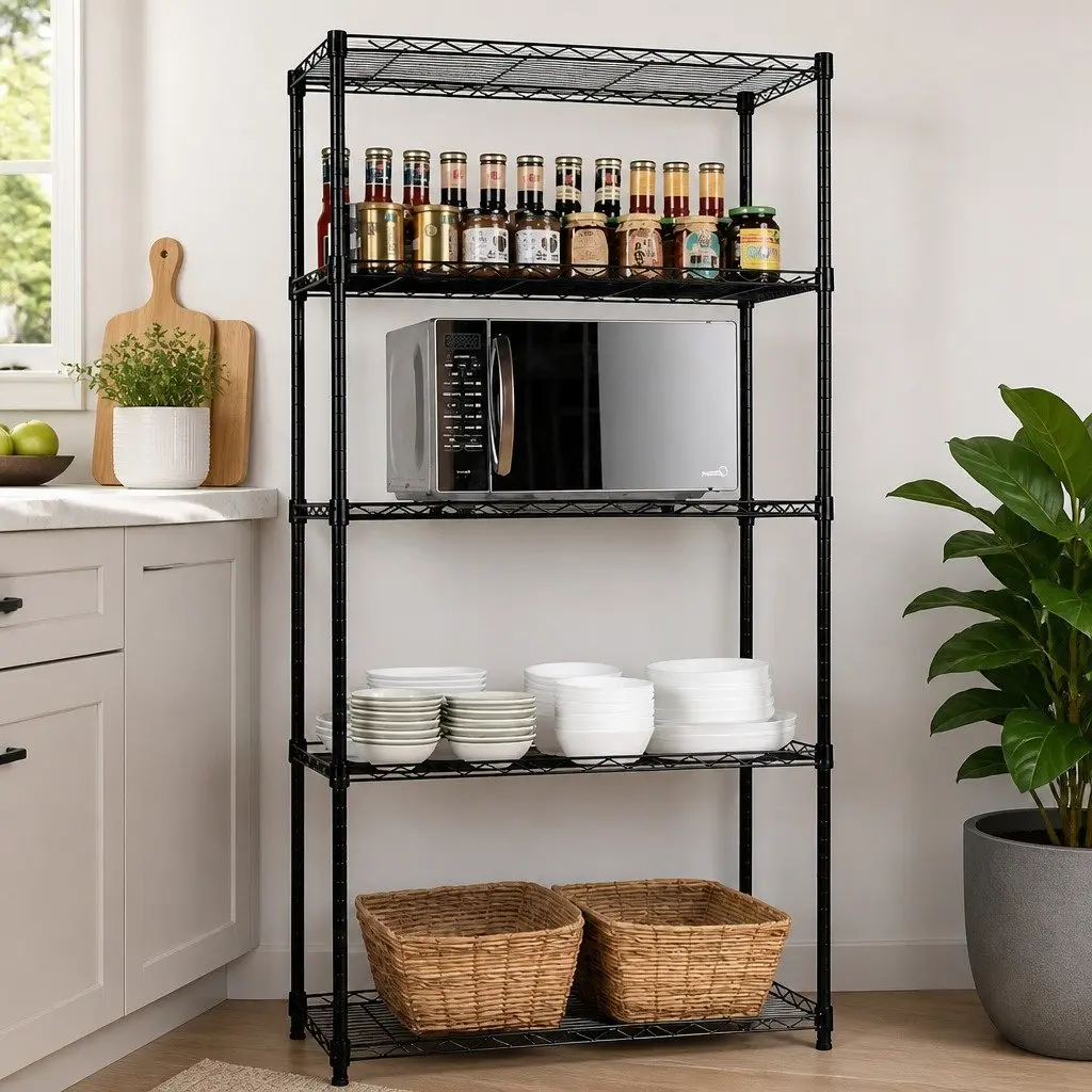 5-Tier Adjustable Metal Wire Shelves