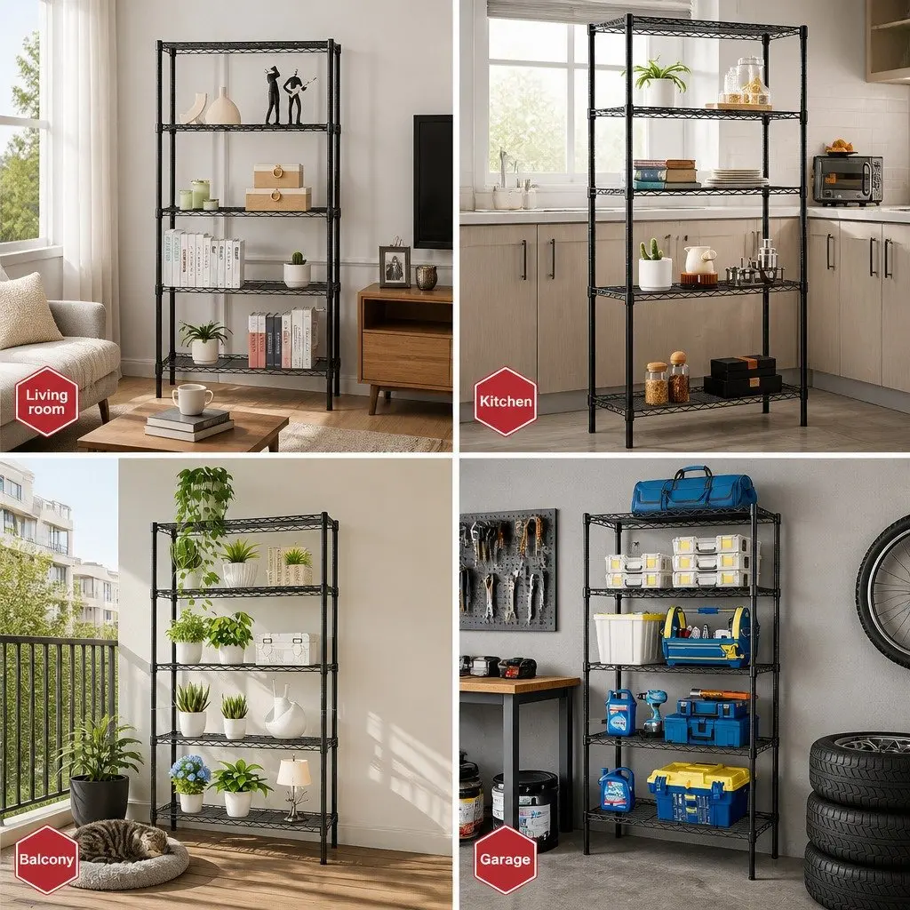5-Tier Adjustable Metal Wire Shelves