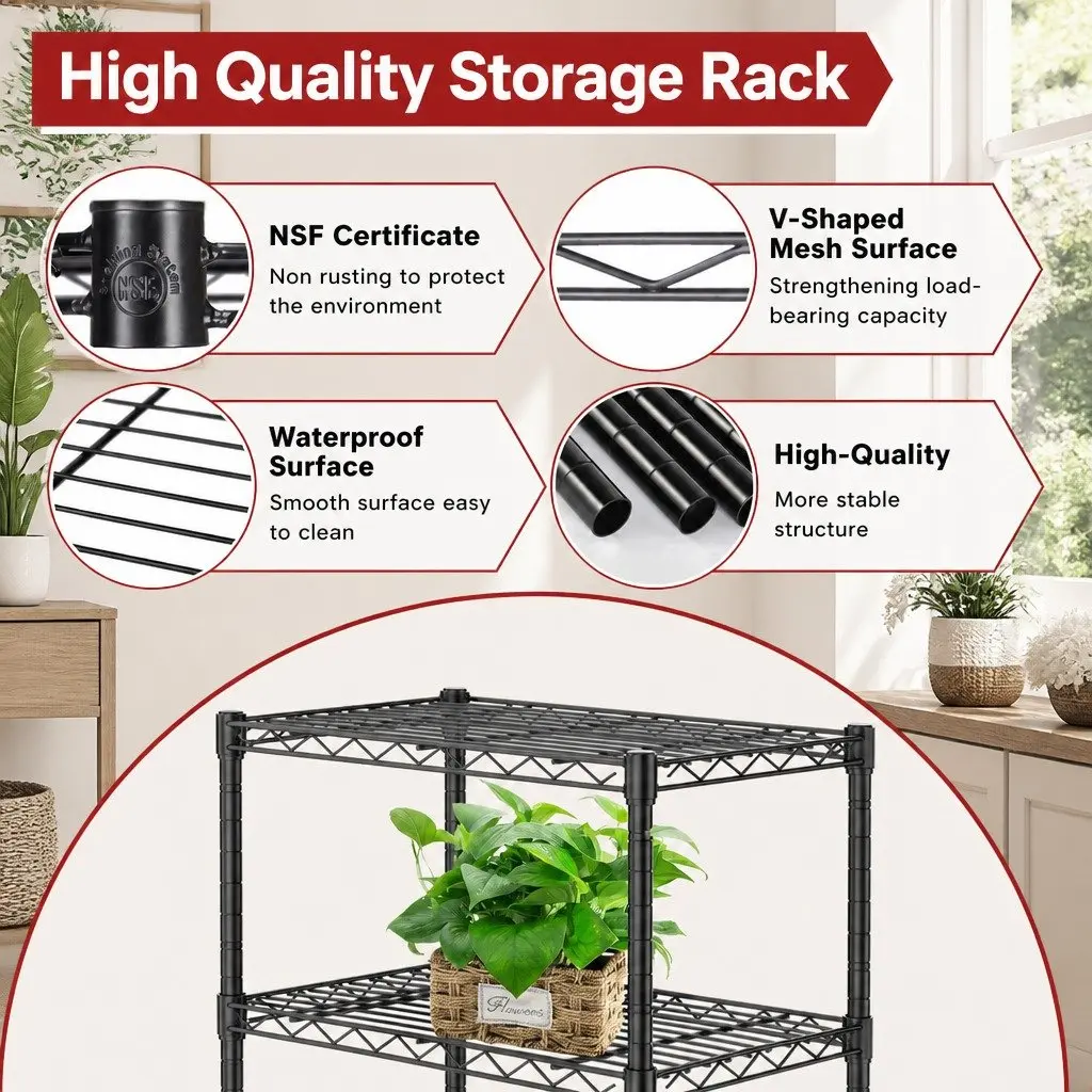 5-Tier Adjustable Metal Wire Shelves