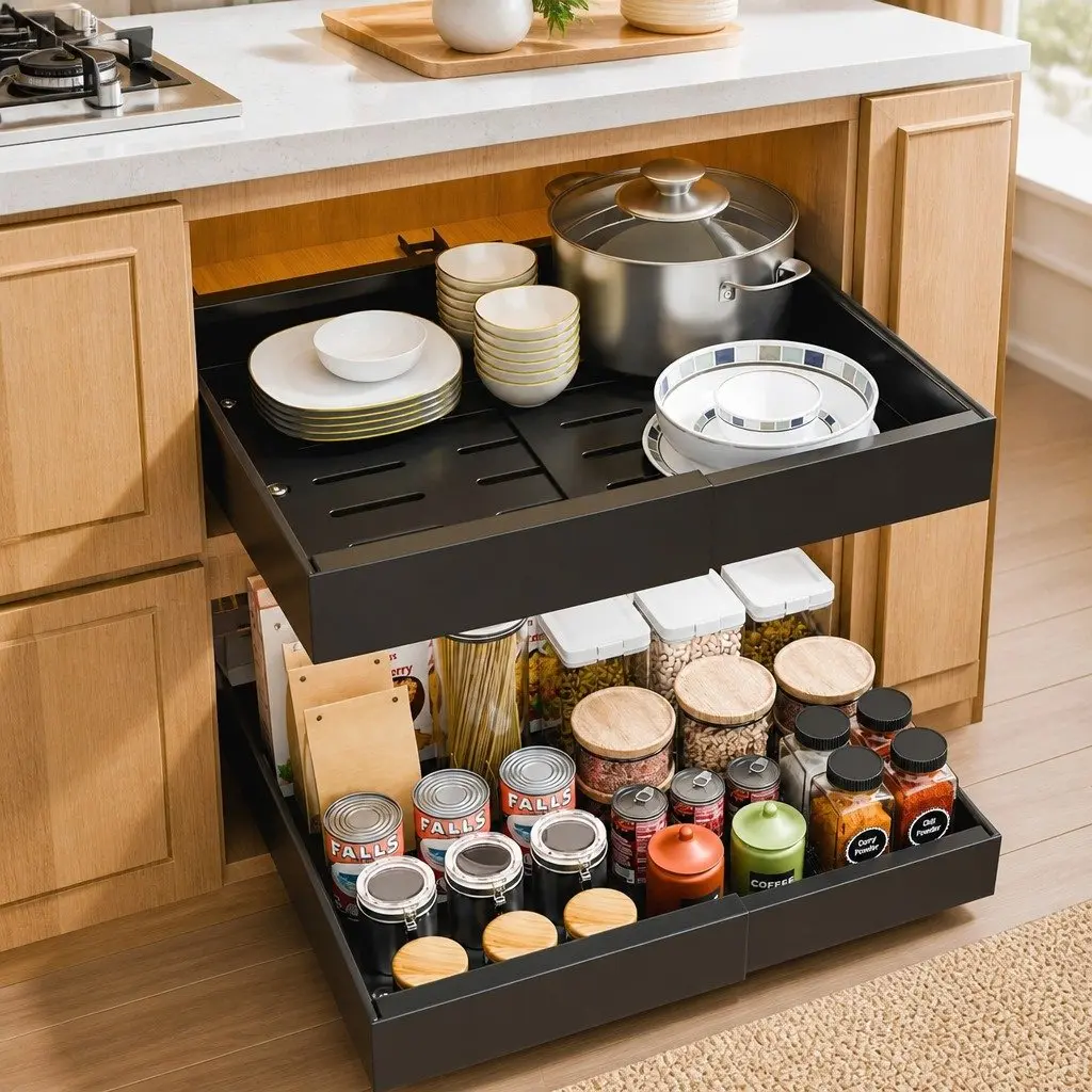 2 Pack Pull Out Cabinet Organizers