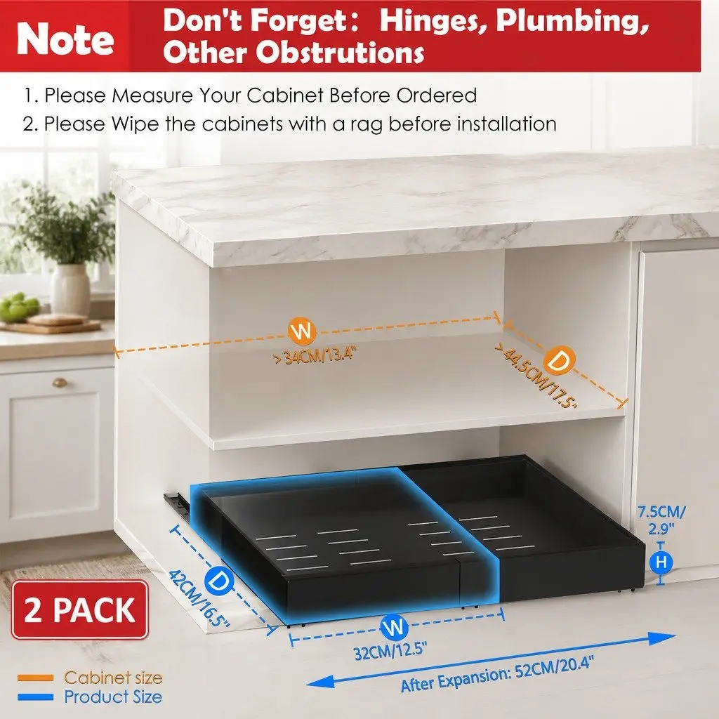 2 Pack Pull Out Cabinet Organizers