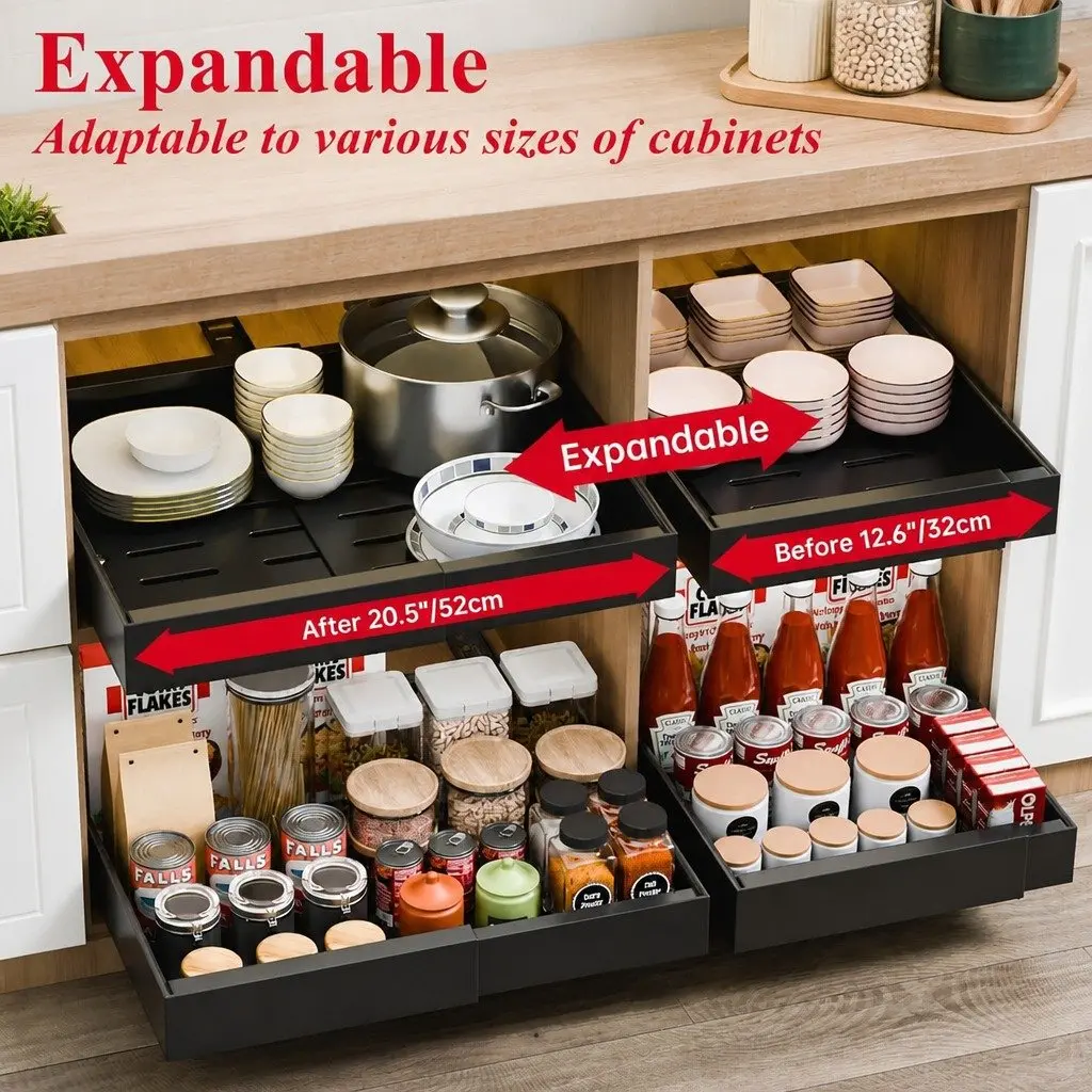 2 Pack Pull Out Cabinet Organizers