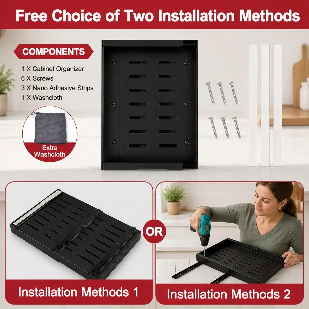 2 Pack Pull Out Cabinet Organizers