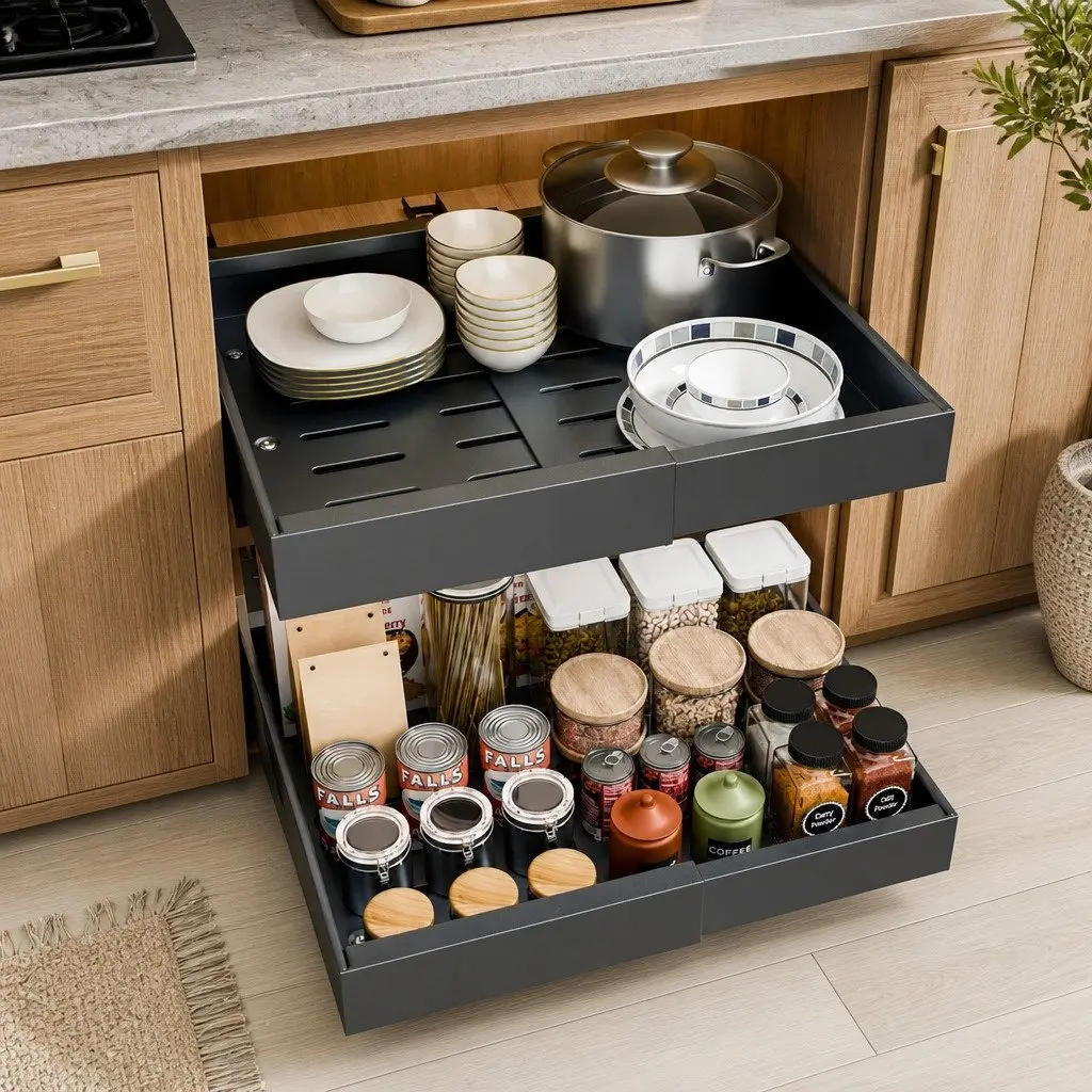 2 Pack Pull Out Cabinet Organizers