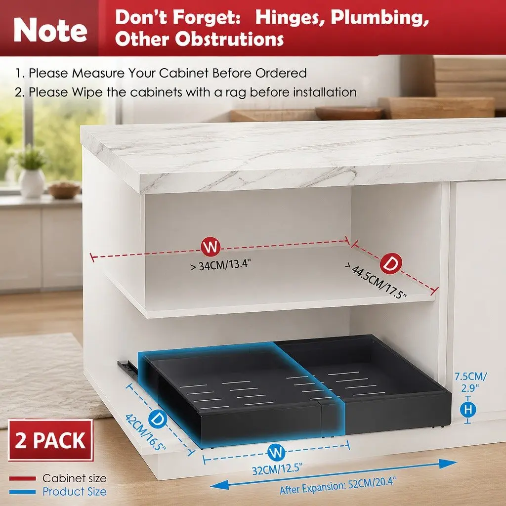 2 Pack Pull Out Cabinet Organizers